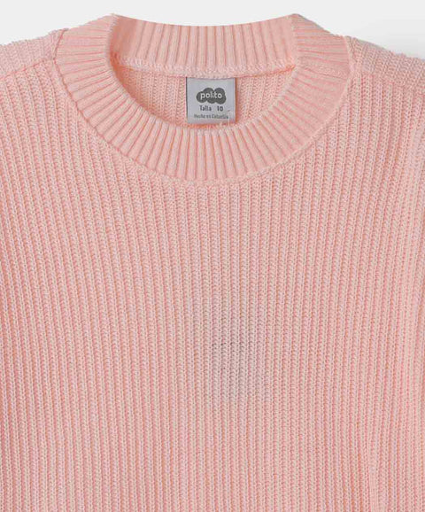 Buzo tejido para niña color rosado claro