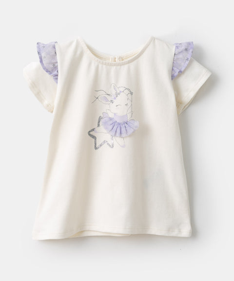 Camiseta Para Recién Nacida En Licra Color Marfil
