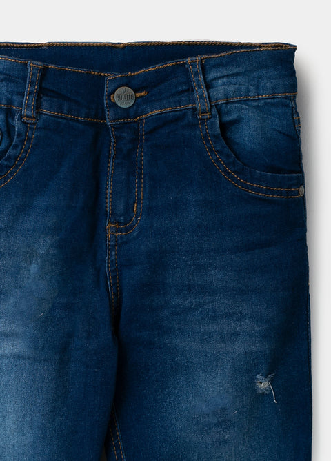 Jean Casual Para Niño Con Rotos En Denim Color Índigo