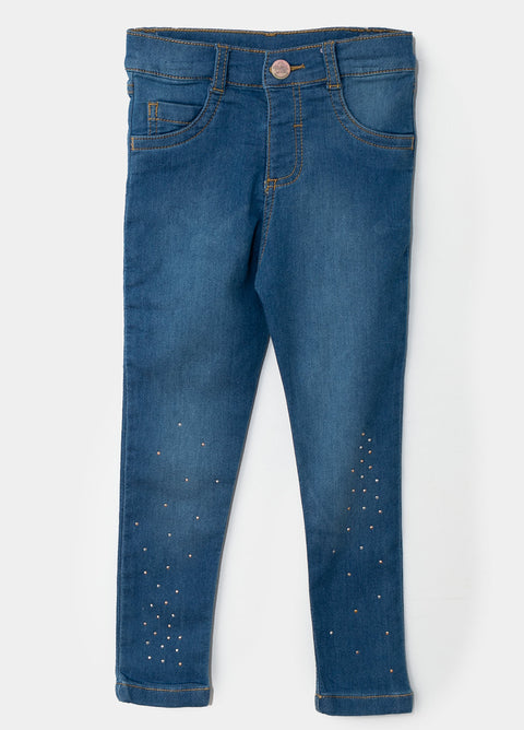 Jean Para Bebé Niña Silueta Slim En Denim Color Índigo