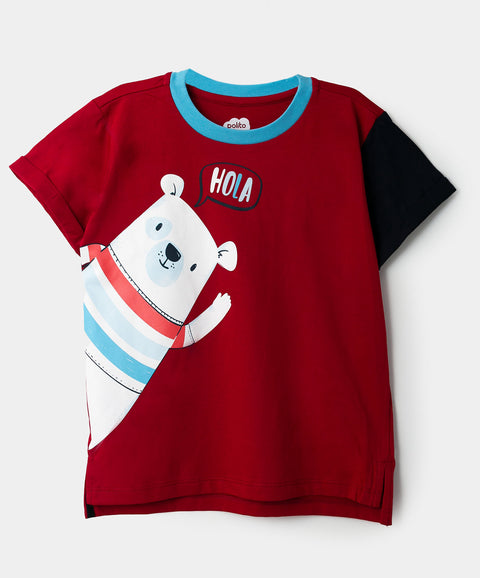Camiseta para bebé niño en tela suave color rojo