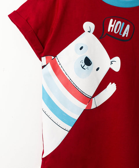 Camiseta para bebé niño en tela suave color rojo