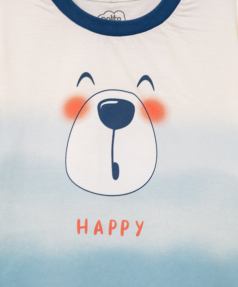 Camiseta para bebé niño en tela suave color crudo