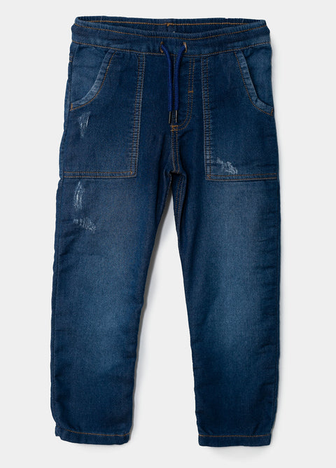 Jean Casual Tipo Jogger Para Bebé Niño Color Índigo