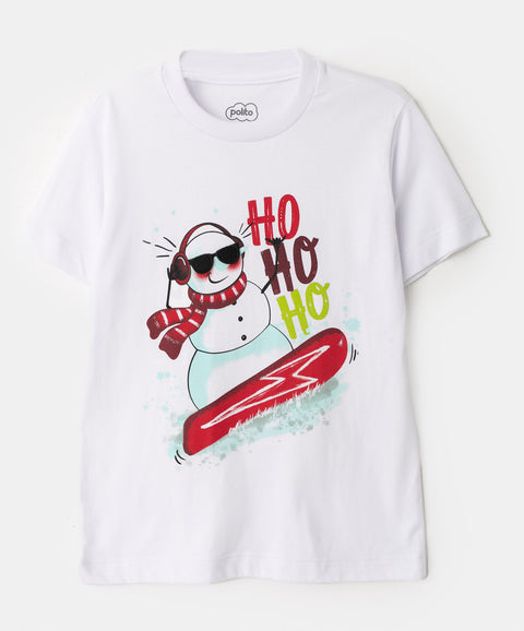 Camiseta Navidad para niño en tela suave color blanco