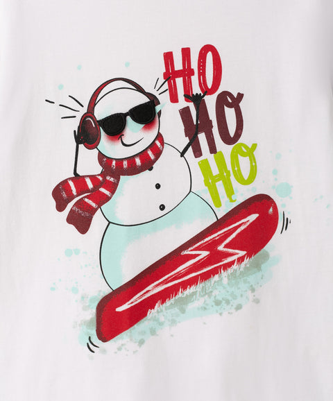 Camiseta Navidad para niño en tela suave color blanco