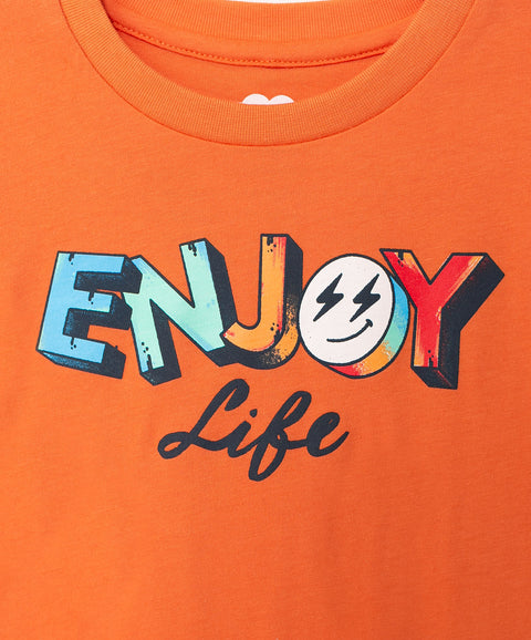 Camiseta para bebé niño en tela suave color naranja