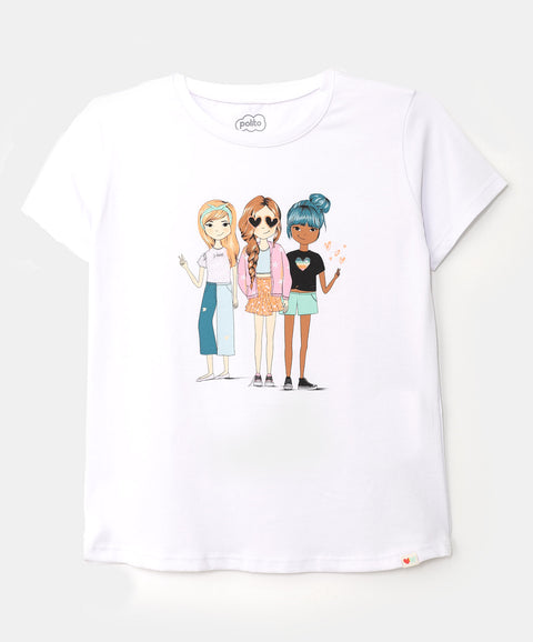 Camiseta para niña en licra color blanco