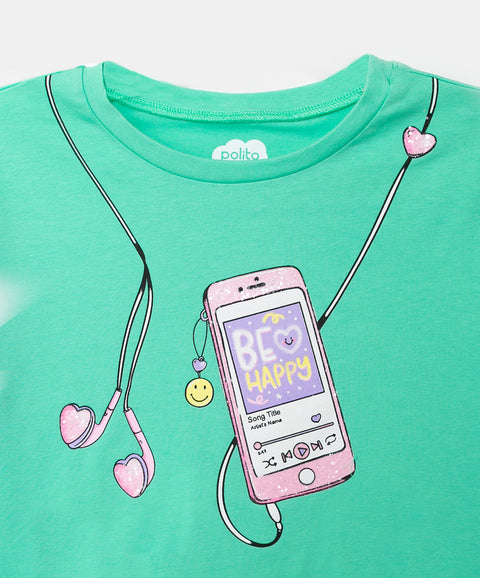 Camiseta para niña en licra color verde