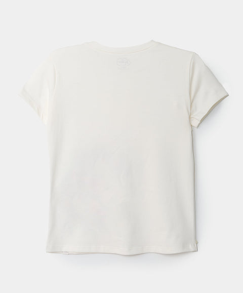Camiseta para niña en licra color marfil
