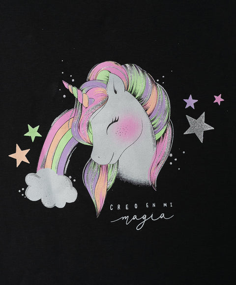 Camiseta para bebé niña en licra color negro