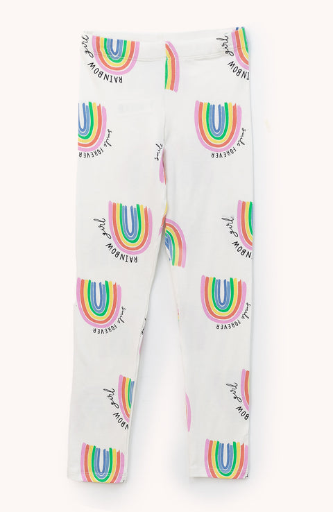 Leggings para niña en licra con estampado arcoíris