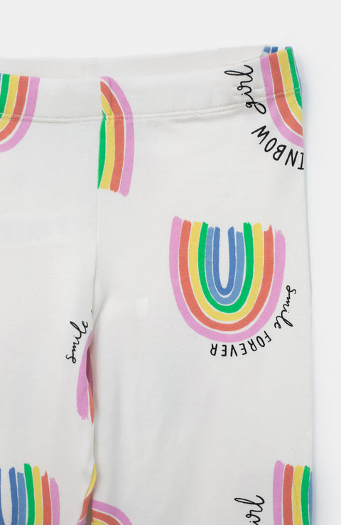Leggings para niña en licra con estampado arcoíris