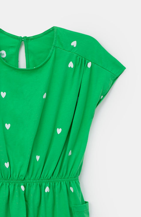 Vestido para niña en licra color verde