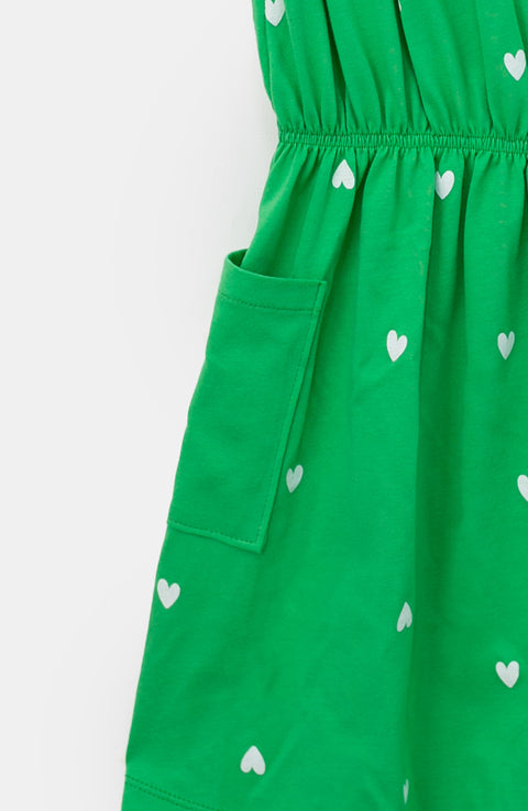 Vestido para niña en licra color verde