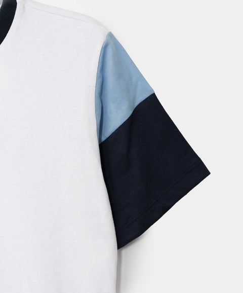 Camiseta manga corta para niño en tela suave color blanco