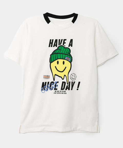 Camiseta para niño en tela suave color marfil