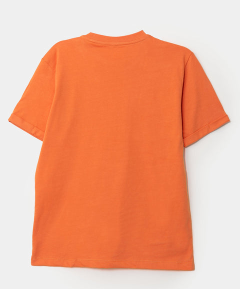 Camiseta manga corta para niño en tela suave color naranja