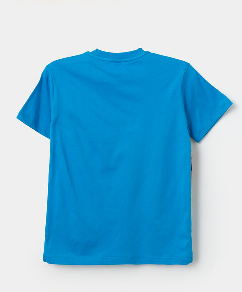 Camiseta manga corta para niño en tela suave color azul