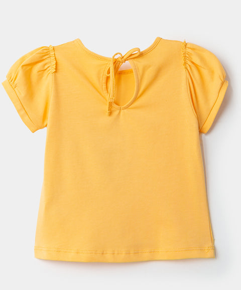 Blusa manga corta para bebé niña en licra color amarillo