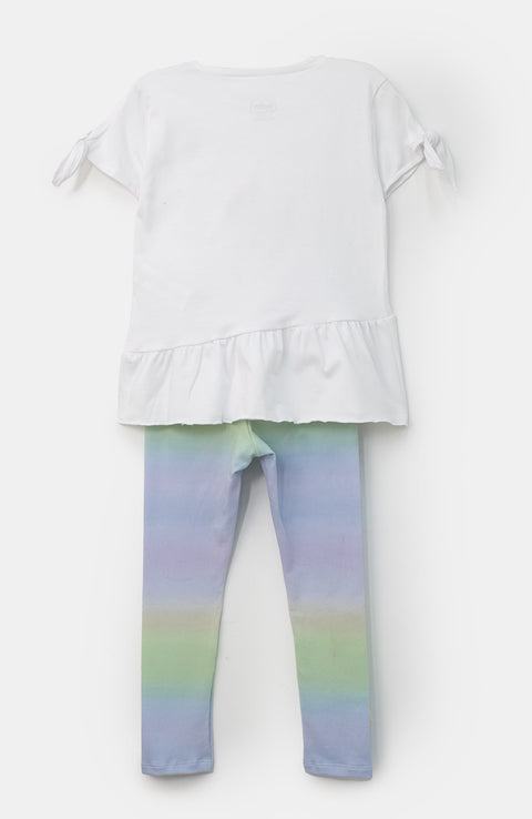 Conjunto para bebé niña en licra color blanco