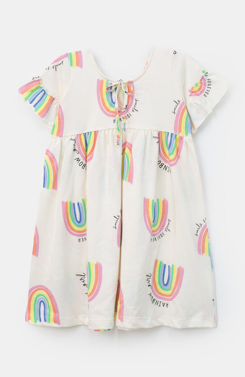 Vestido para bebé niña en franela color marfil