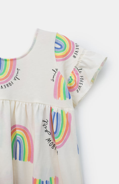 Vestido para bebé niña en franela color marfil