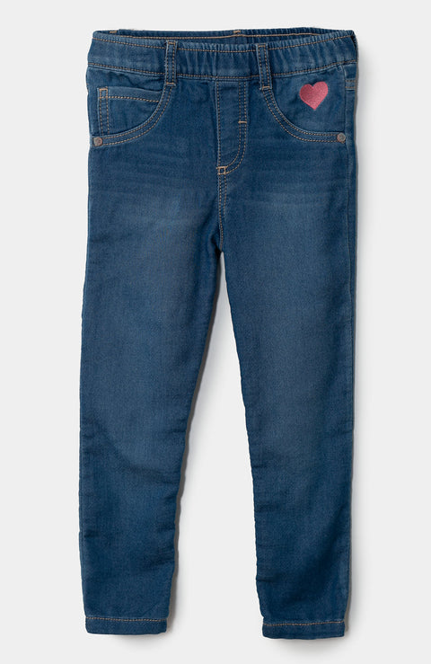 Jegging para bebé niña en burda color índigo