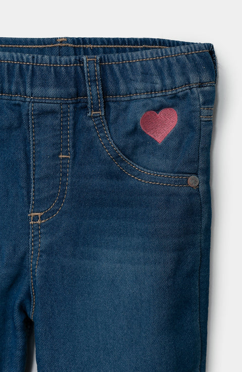 Jegging para bebé niña en burda color índigo