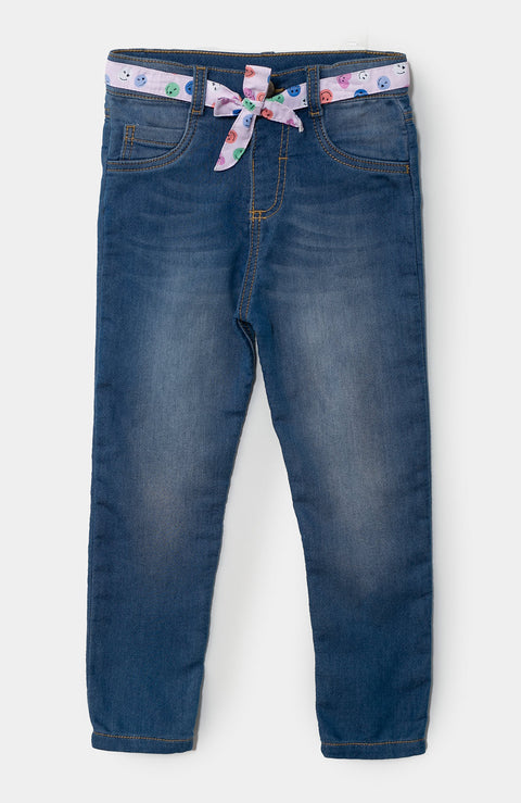 Jean para bebé niña en burda color índigo