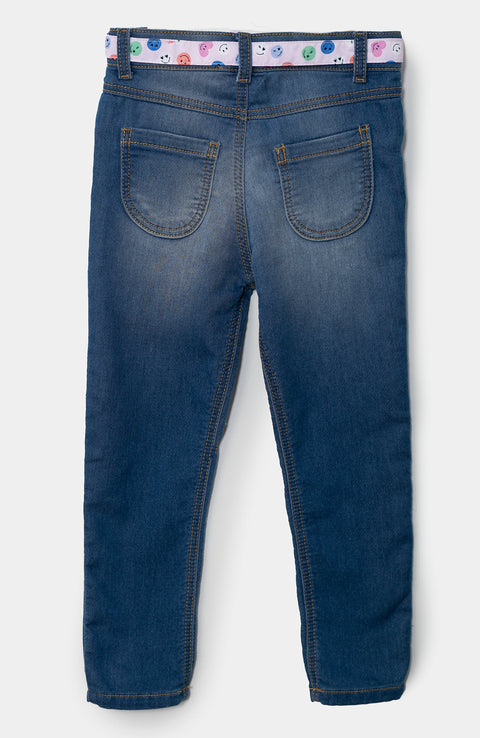 Jean para bebé niña en burda color índigo