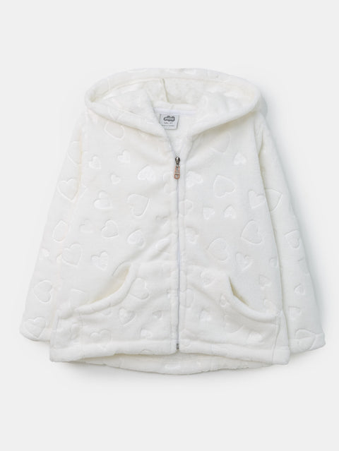 Chaqueta para bebé niña en felpa color blanco