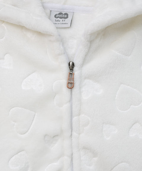 Chaqueta para bebé niña en felpa color blanco