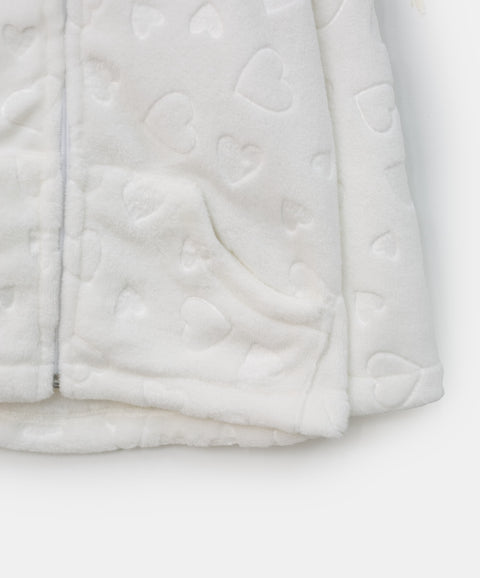 Chaqueta para bebé niña en felpa color blanco