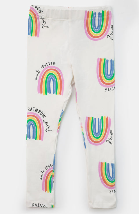 Leggings para bebé niña en licra color marfil
