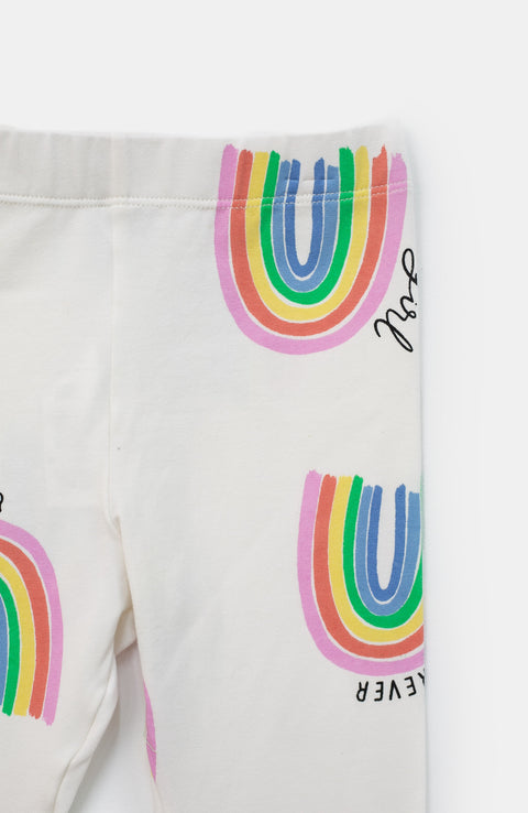 Leggings para bebé niña en licra color marfil
