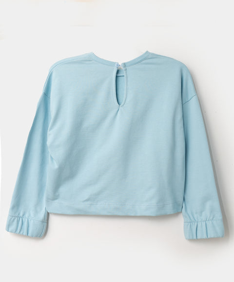 Buzo para niña en burda color azul claro