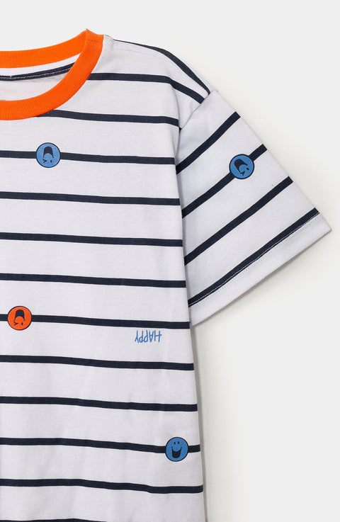 Conjunto para bebé niño en burda color azul y blanco