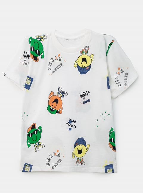 Camiseta para bebé niño en tela suave color marfil