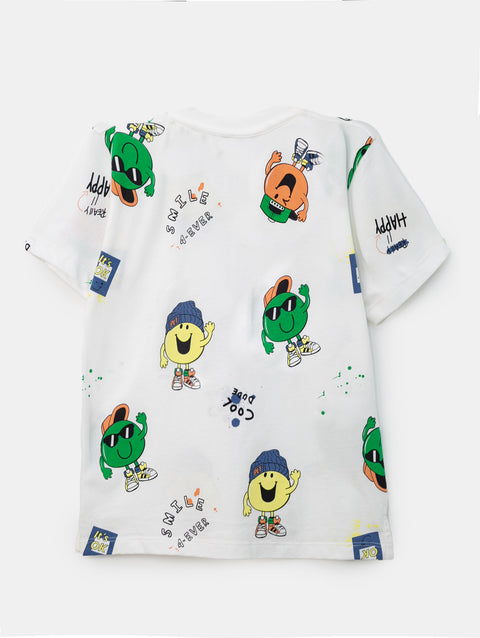 Camiseta para bebé niño en tela suave color marfil
