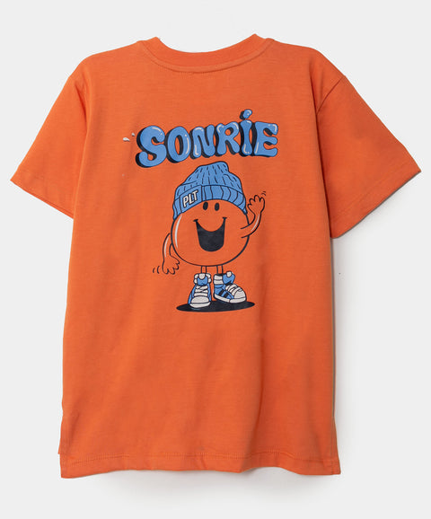 Camiseta para bebé niño en tela suave color naranja