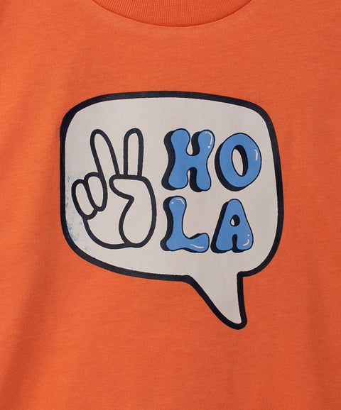 Camiseta para bebé niño en tela suave color naranja