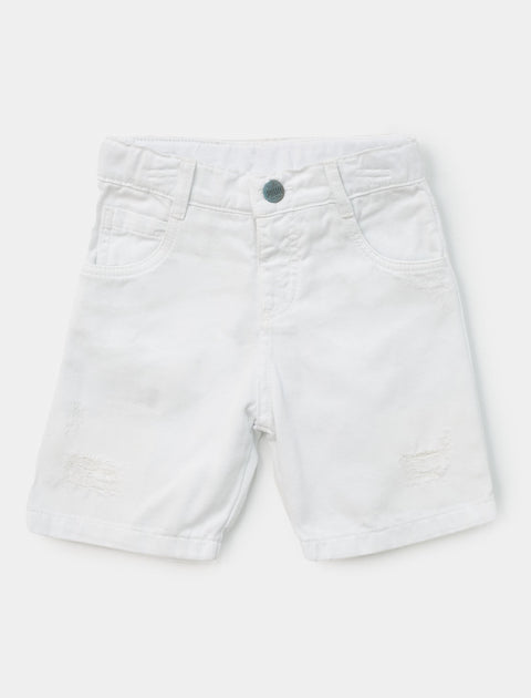 Bermuda para bebé niño en algodón color blanco