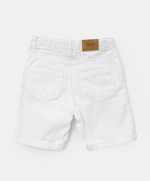 Bermuda para bebé niño en algodón color blanco