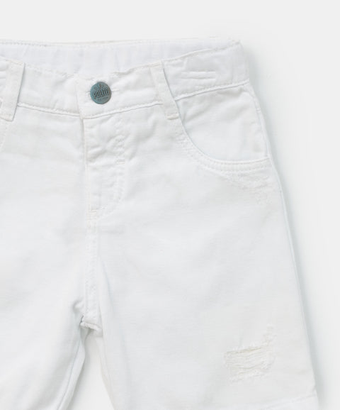Bermuda para bebé niño en algodón color blanco