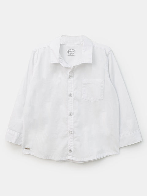 Camisa manga larga para bebé niño stretch color blanco