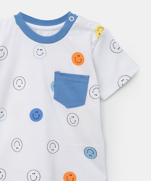 Camiseta  para recién nacido en tela suave color blanco