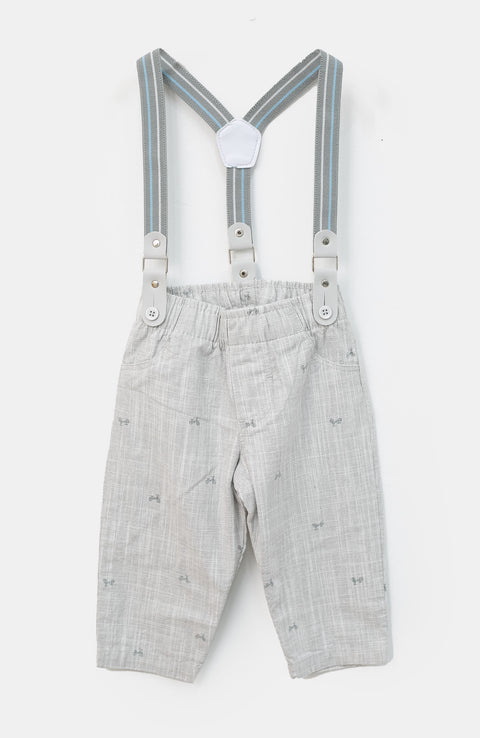 Set de Bautizo para recién nacido en tela suave color blanco con gris
