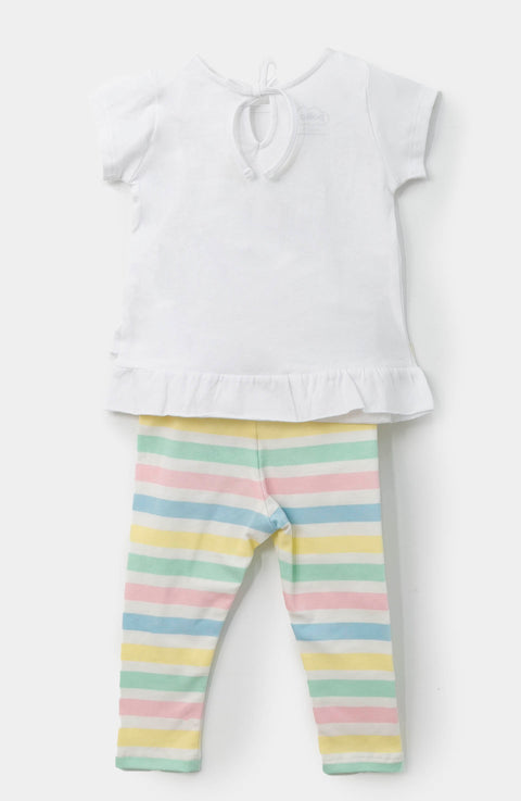 Conjunto para recién nacida en licra color blanco