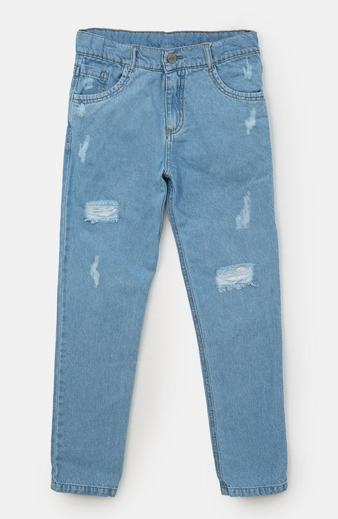 Jean Casual Para Niño Color Índigo Claro